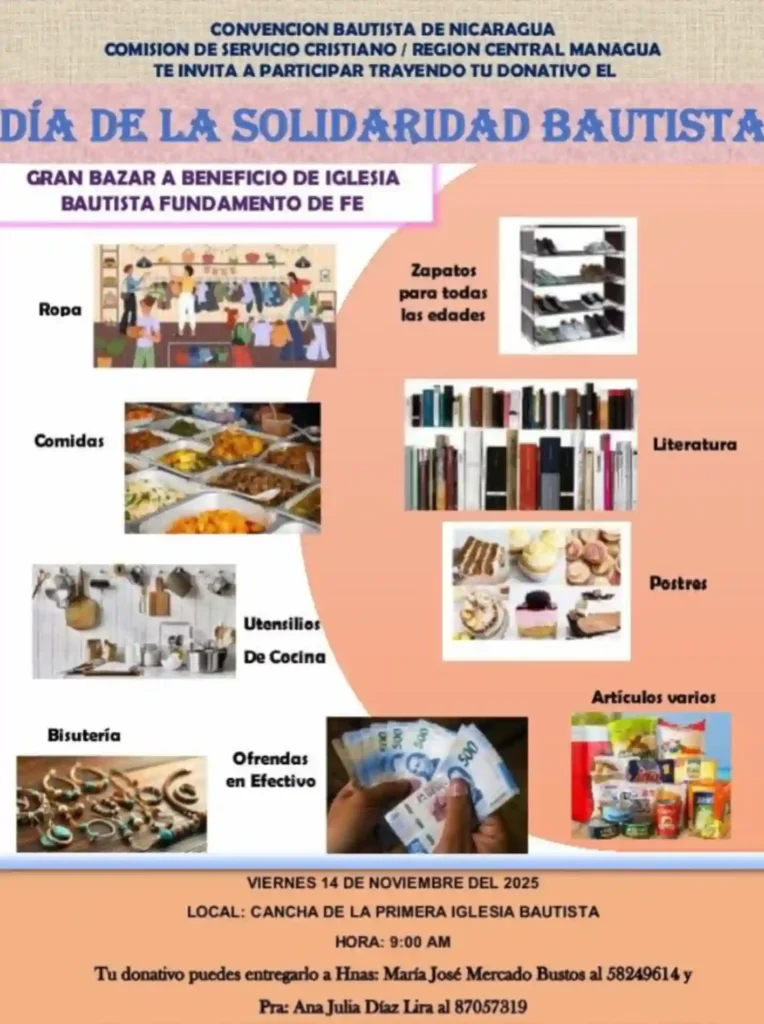 580573892_1397582782365187_578055708651491232_n-764x1024 Bautistas de Managua: bazar para beneficiar a iglesia local