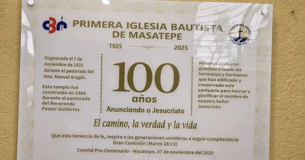 578329332_1393454139444718_736626816568001016_n-1024x538 Primera Iglesia Bautista de Masatepe celebra su primer centenario