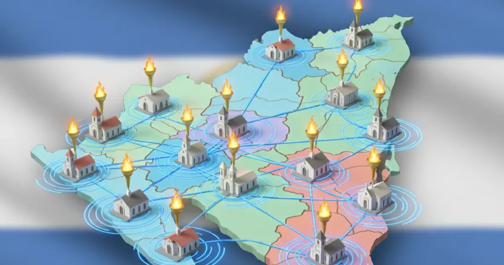 cbn nicaragua, iglesias mapa de Nicaragua