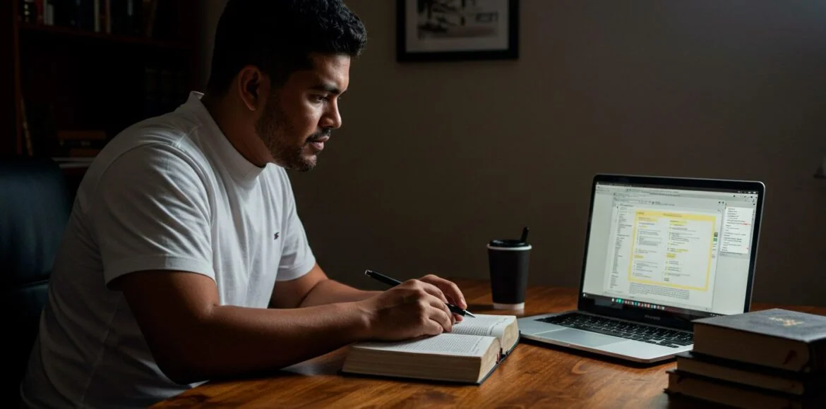 pastor haciendo uso de la IA para estudiar la Biblia
